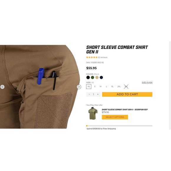 CONDOR Short Sleeve Combat Shirt GEN Size XL Men Quarter Zip Utility Pocket - Picture 11 of 11